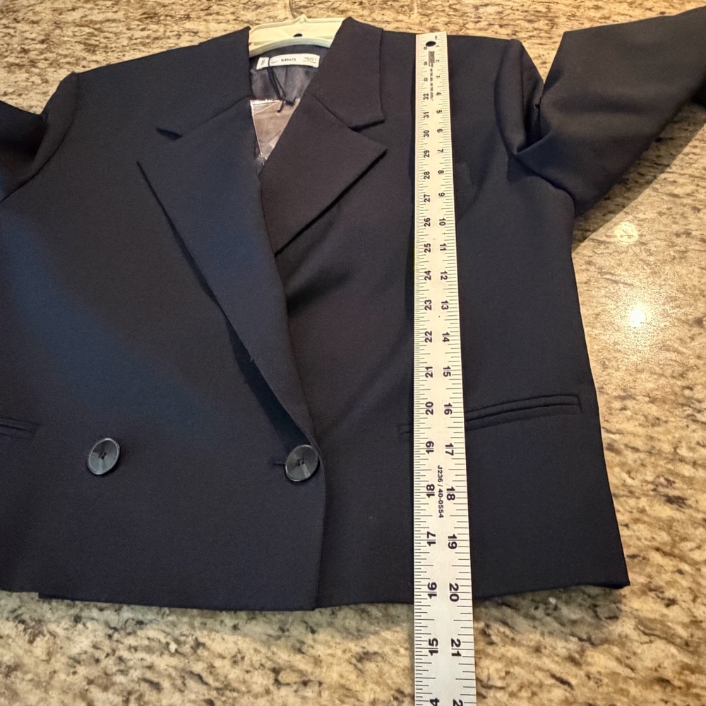 Mango Navy Double-Breasted Cropped Blazer - Picture 8 of 8